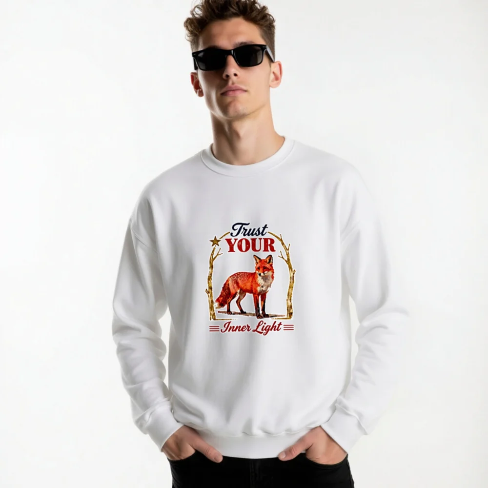 Trust Your Inner Light Fox Sweatshirt – Unisex Crew Neck - Image 8