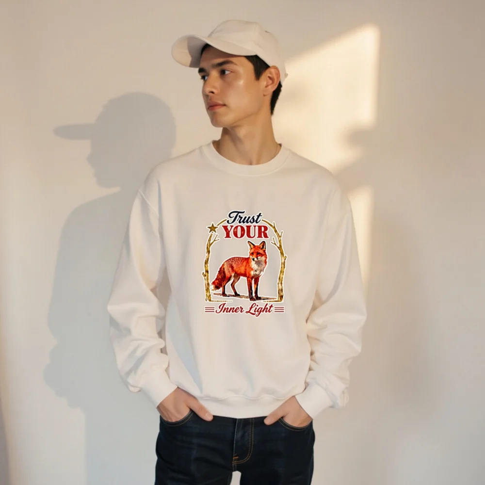 Trust Your Inner Light Fox Sweatshirt – Unisex Crew Neck - Image 9