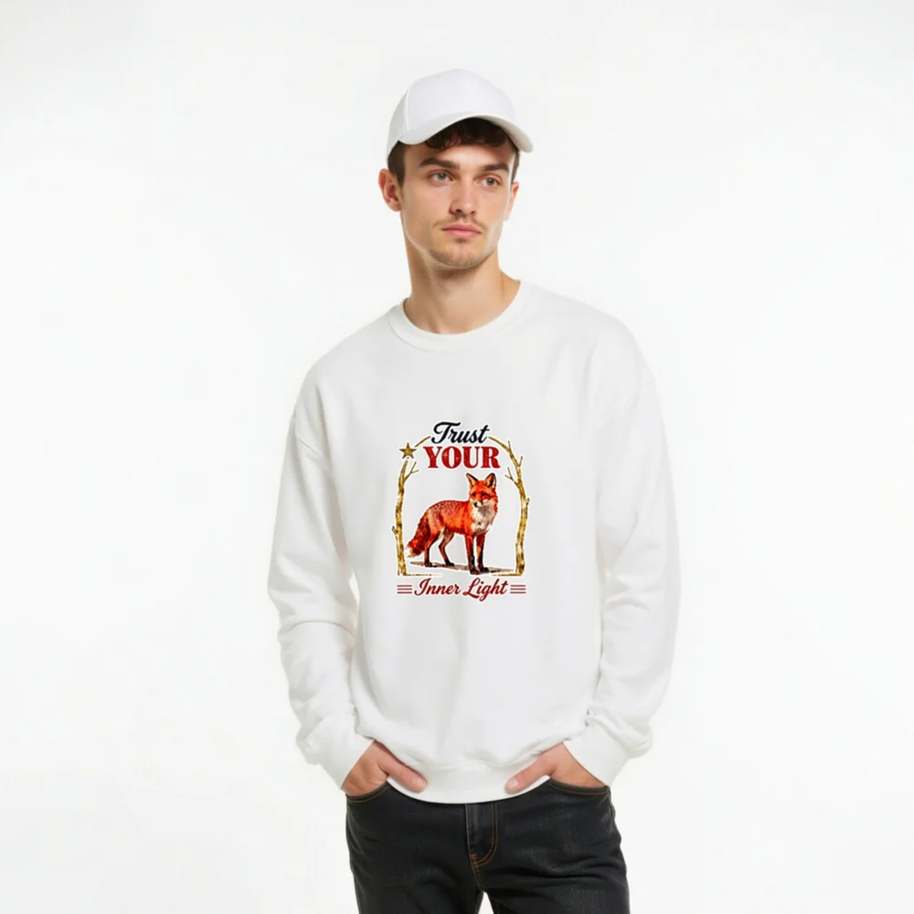 Trust Your Inner Light Fox Sweatshirt – Unisex Crew Neck - Image 10