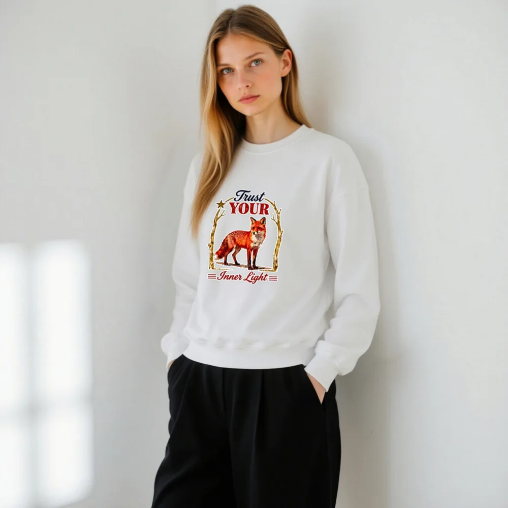 Trust Your Inner Light Fox Sweatshirt – Unisex Crew Neck - Image 11
