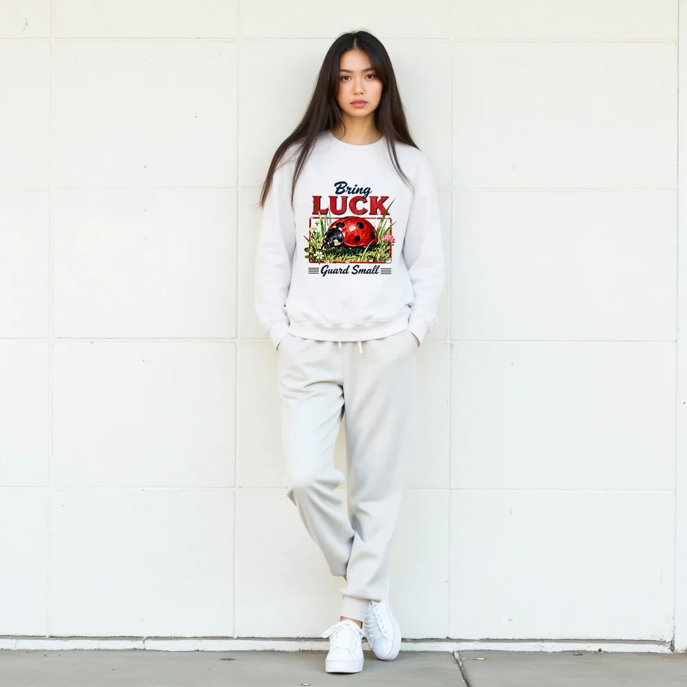 Bring Luck Ladybug Sweatshirt - Unisex Crew Neck Graphic Pullover - Image 6