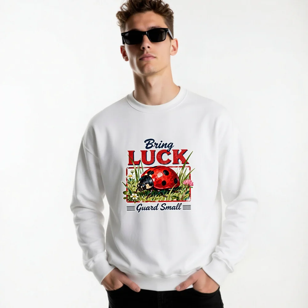 Bring Luck Ladybug Sweatshirt - Unisex Crew Neck Graphic Pullover - Image 7