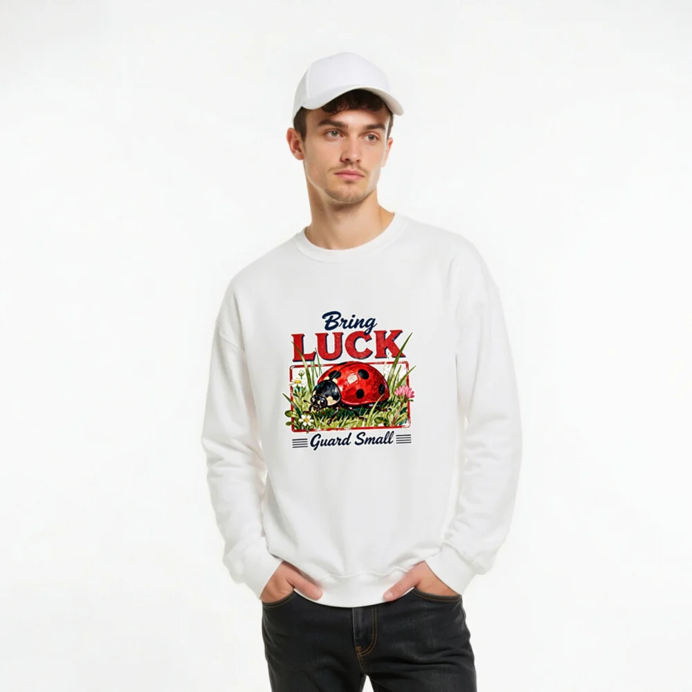 Bring Luck Ladybug Sweatshirt - Unisex Crew Neck Graphic Pullover - Image 9