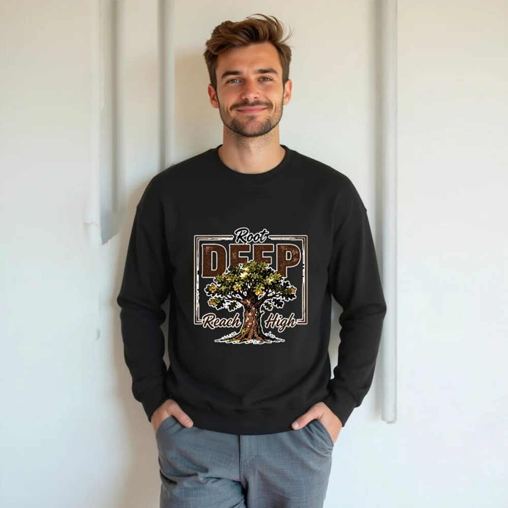 Root Deep Reach High Unisex Crewneck Sweatshirt - Image 6