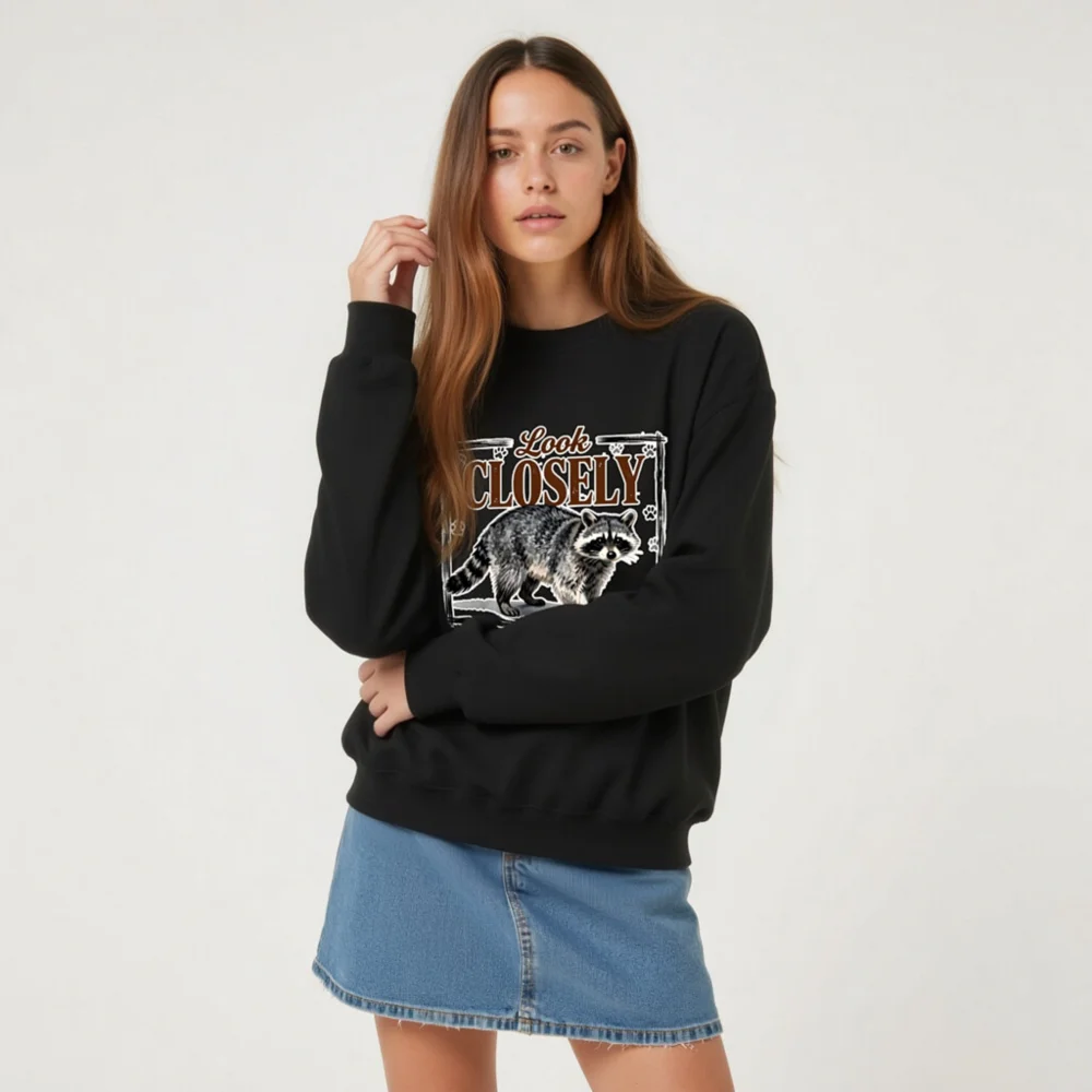 Raccoon Sweatshirt Unisex Crew Neck – Look Closely Find Wonder - Image 7