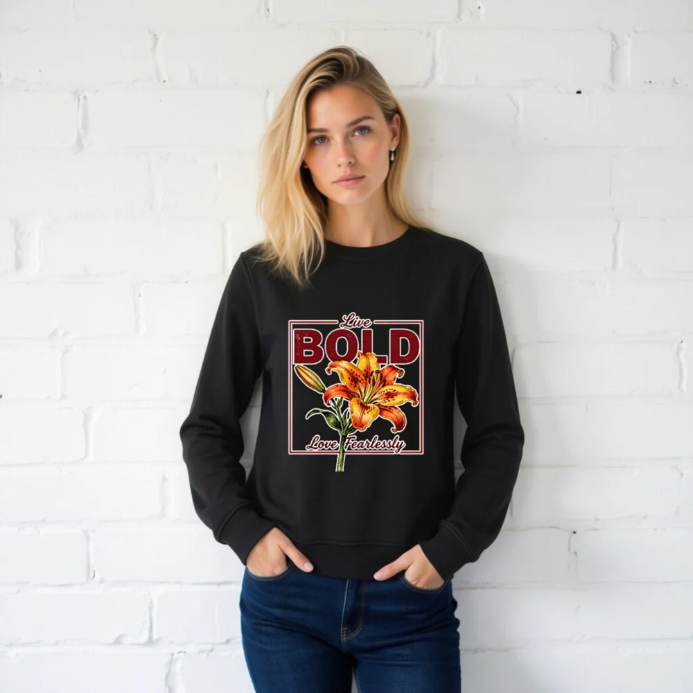 Organic Cotton Unisex Sweatshirt – Bold Lily Graphic Tee - Image 2