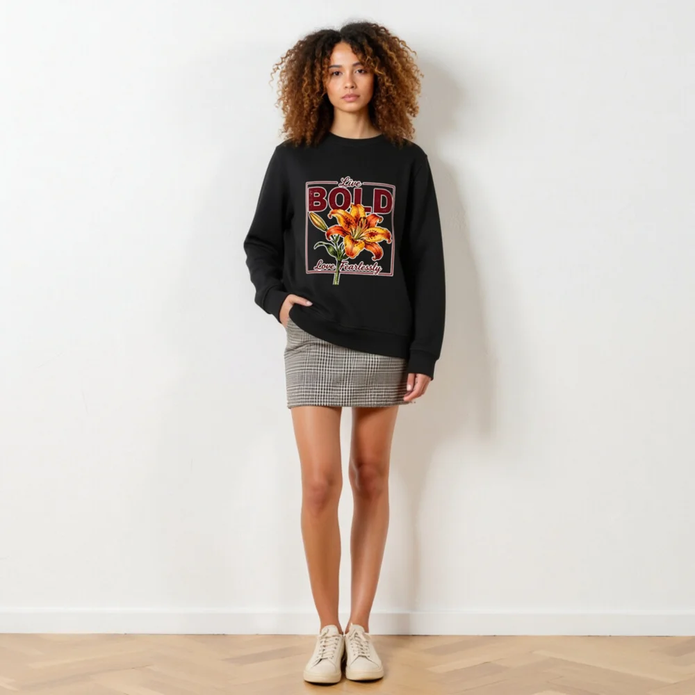 Organic Cotton Unisex Sweatshirt – Bold Lily Graphic Tee - Image 4
