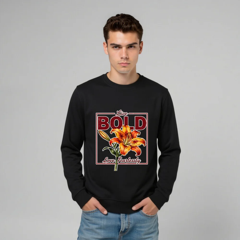 Organic Cotton Unisex Sweatshirt – Bold Lily Graphic Tee - Image 8