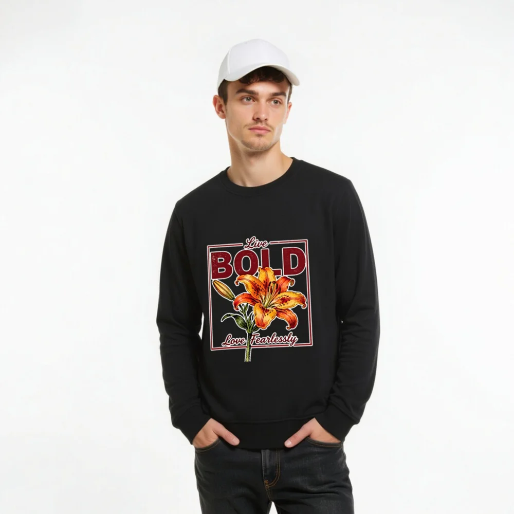Organic Cotton Unisex Sweatshirt – Bold Lily Graphic Tee - Image 10