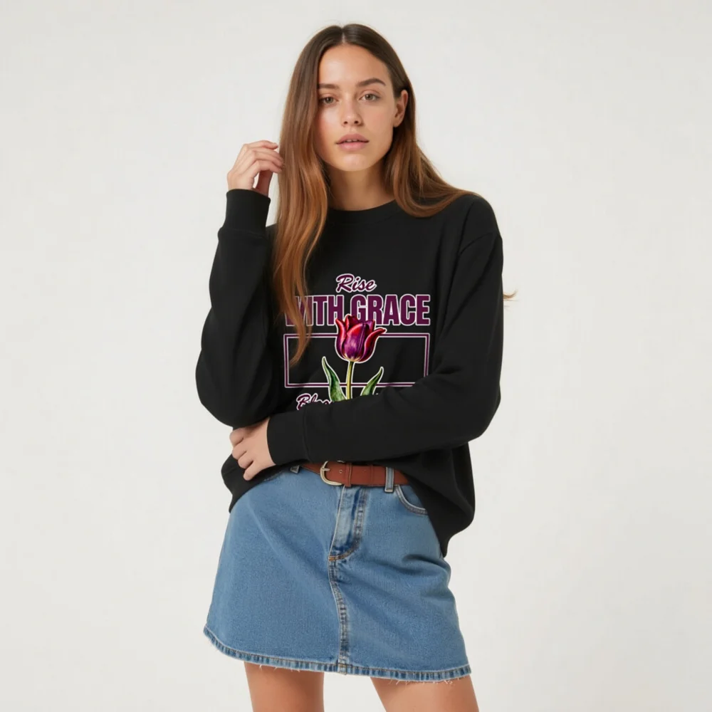 Unisex Organic Sweatshirt – Rise With Grace Bloom with Fire - Image 6