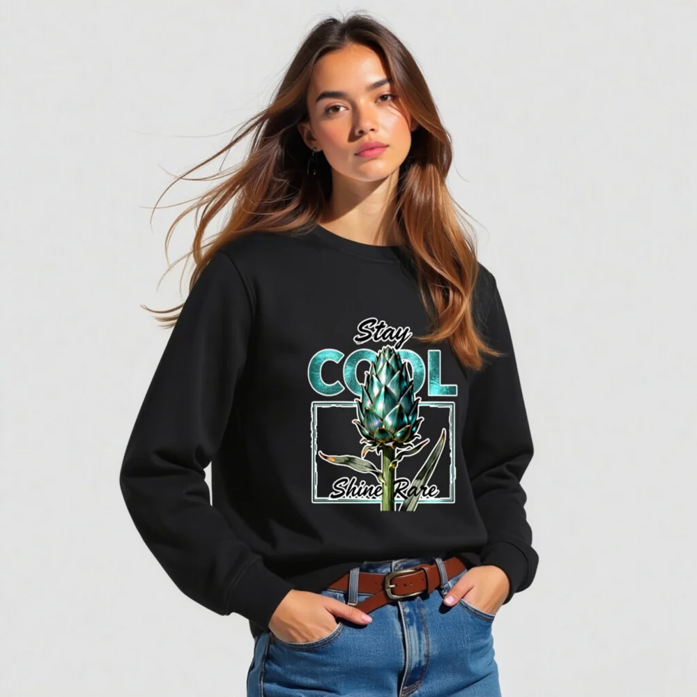 Unisex Organic Sweatshirt | Stay Cool Shine Rare Artichoke Design - Image 3