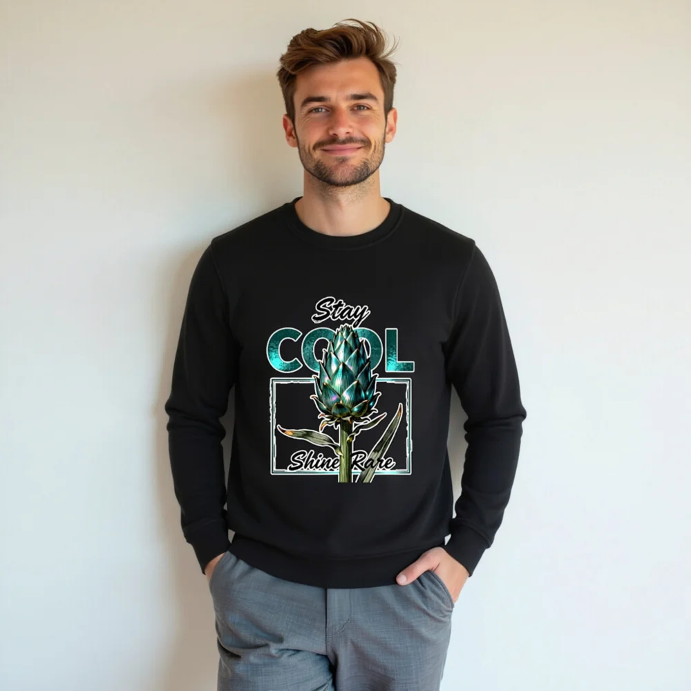 Unisex Organic Sweatshirt | Stay Cool Shine Rare Artichoke Design - Image 5