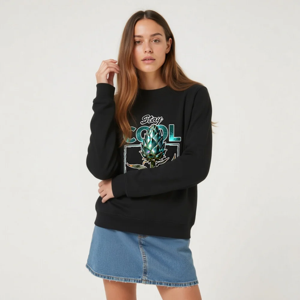 Unisex Organic Sweatshirt | Stay Cool Shine Rare Artichoke Design - Image 6