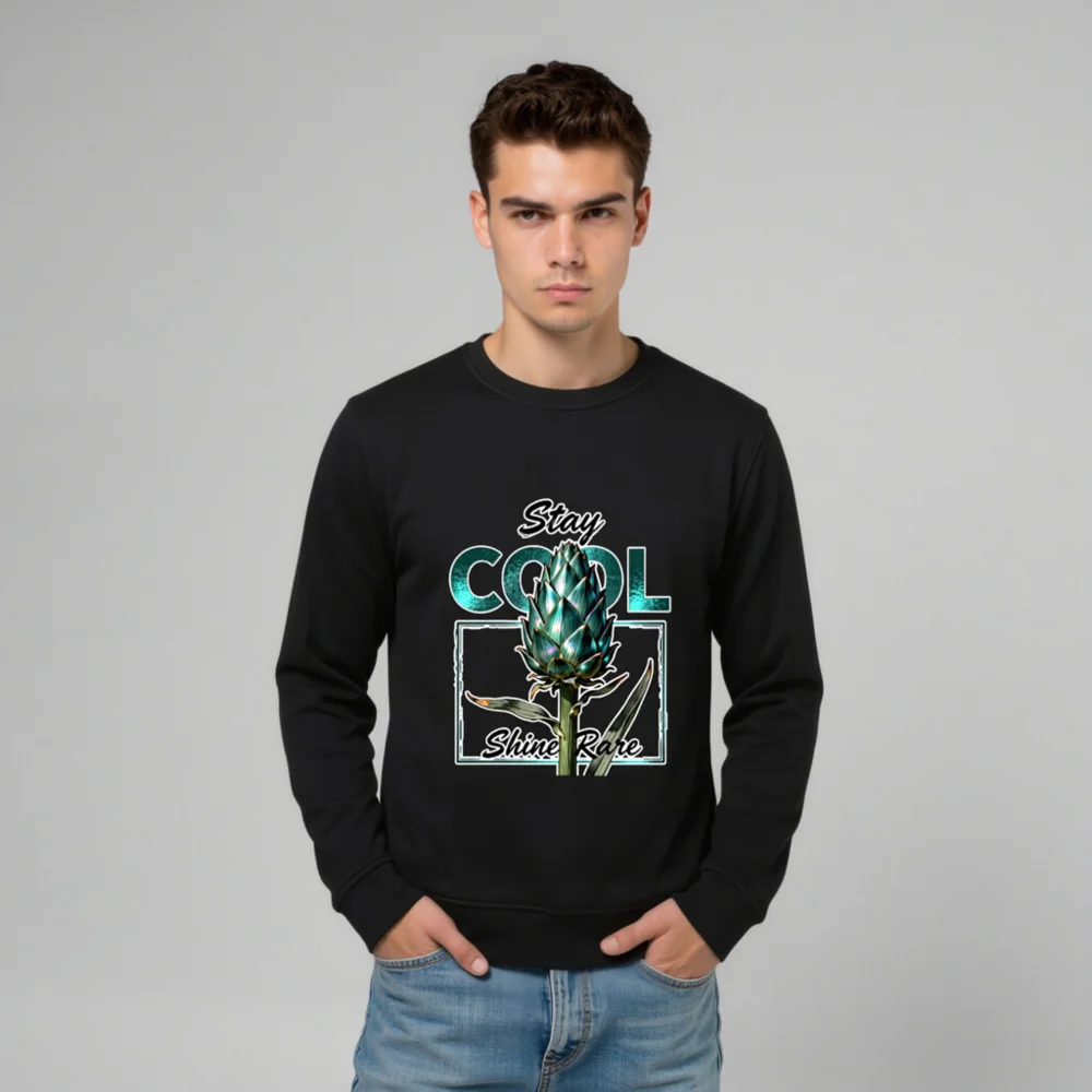 Unisex Organic Sweatshirt | Stay Cool Shine Rare Artichoke Design - Image 8
