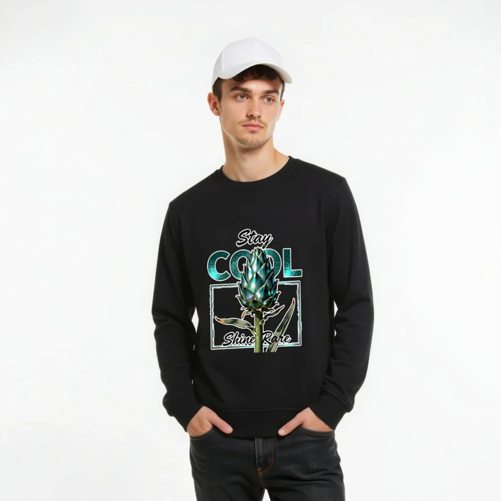 Unisex Organic Sweatshirt | Stay Cool Shine Rare Artichoke Design - Image 10