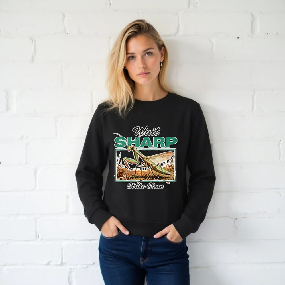 Organic Cotton Sweatshirt with Praying Mantis Graphic - Unisex - Image 2