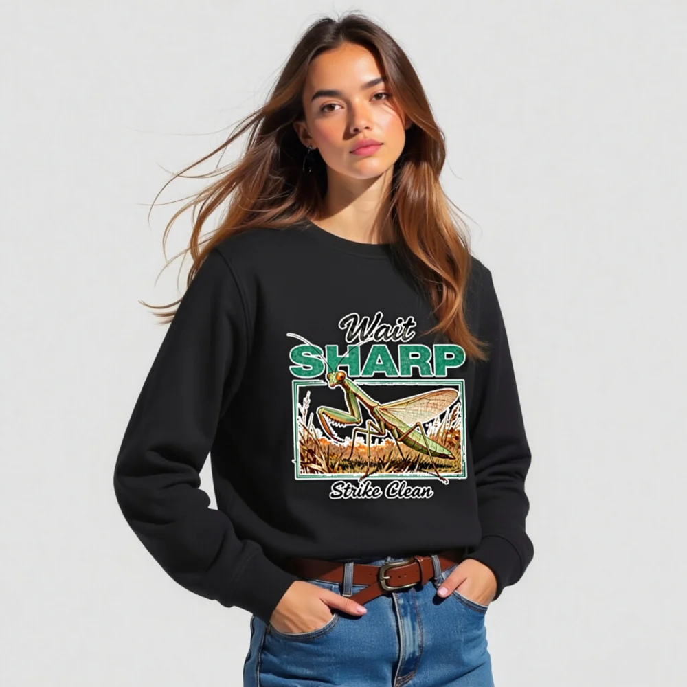 Organic Cotton Sweatshirt with Praying Mantis Graphic - Unisex - Image 3