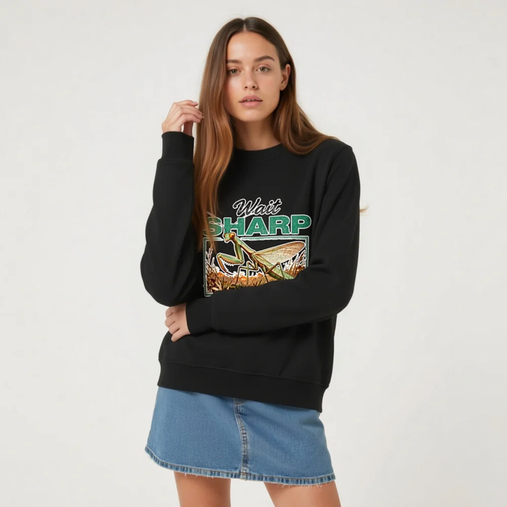 Organic Cotton Sweatshirt with Praying Mantis Graphic - Unisex - Image 6