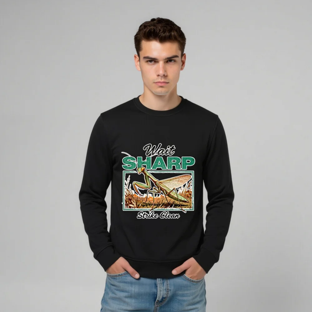 Organic Cotton Sweatshirt with Praying Mantis Graphic - Unisex - Image 8