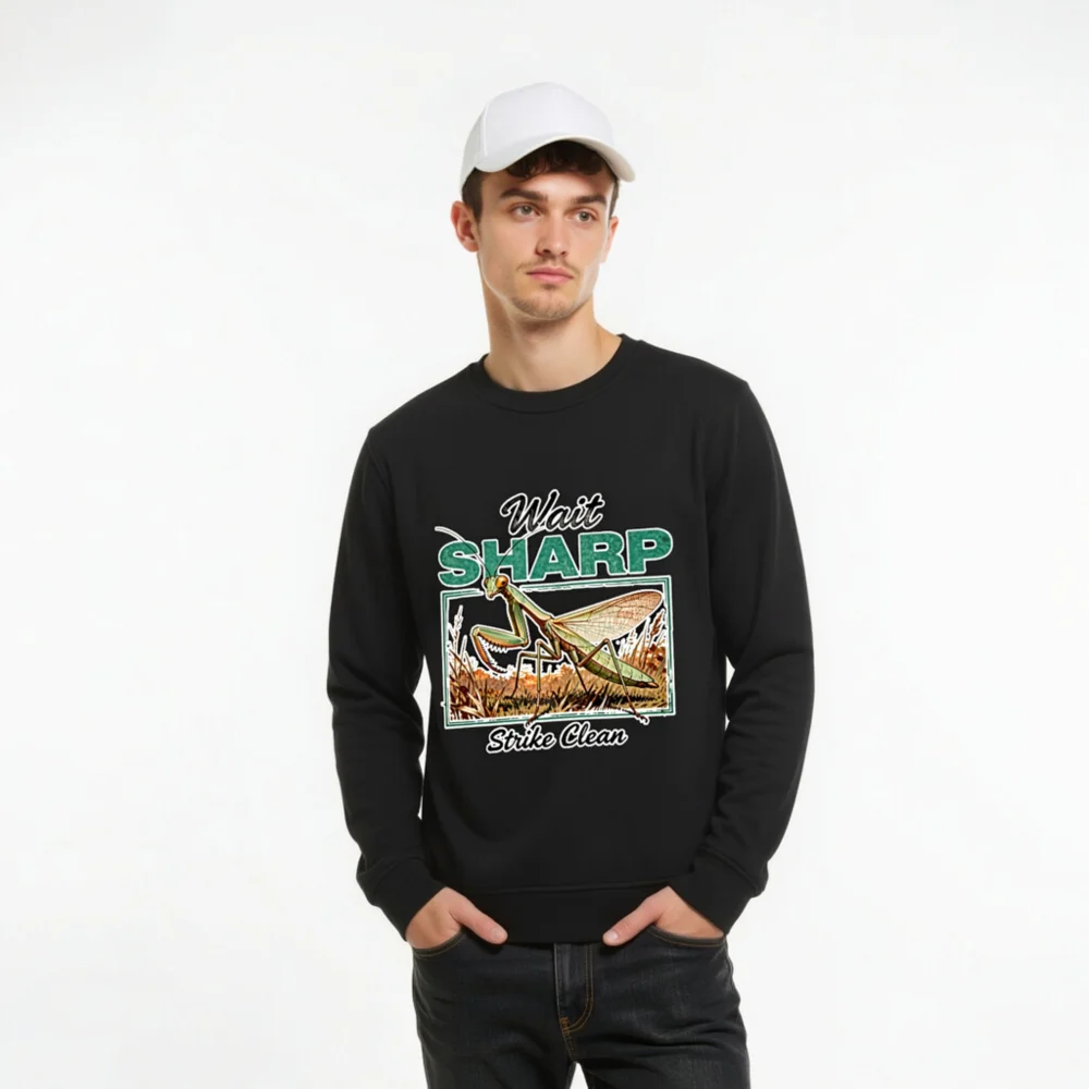 Organic Cotton Sweatshirt with Praying Mantis Graphic - Unisex - Image 10