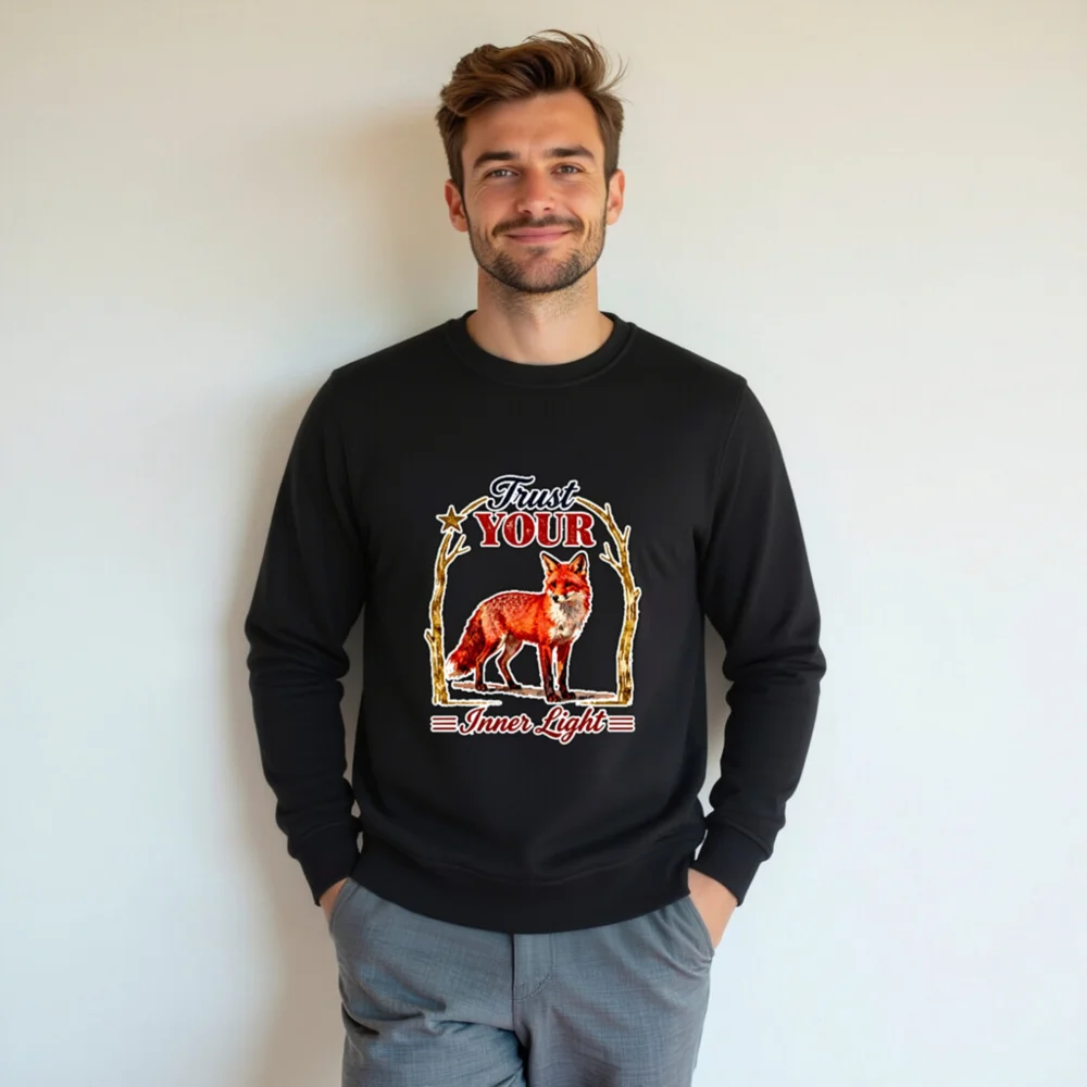 Organic Cotton Unisex Sweatshirt – Fox 'Trust Your Inner Light' Design - Image 5