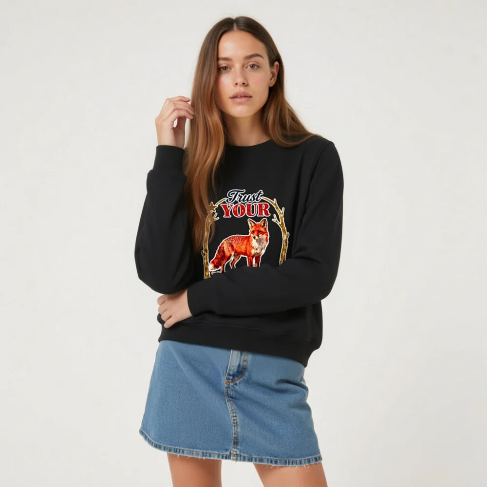 Organic Cotton Unisex Sweatshirt – Fox 'Trust Your Inner Light' Design - Image 6