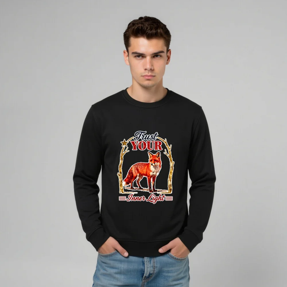 Organic Cotton Unisex Sweatshirt – Fox 'Trust Your Inner Light' Design - Image 8