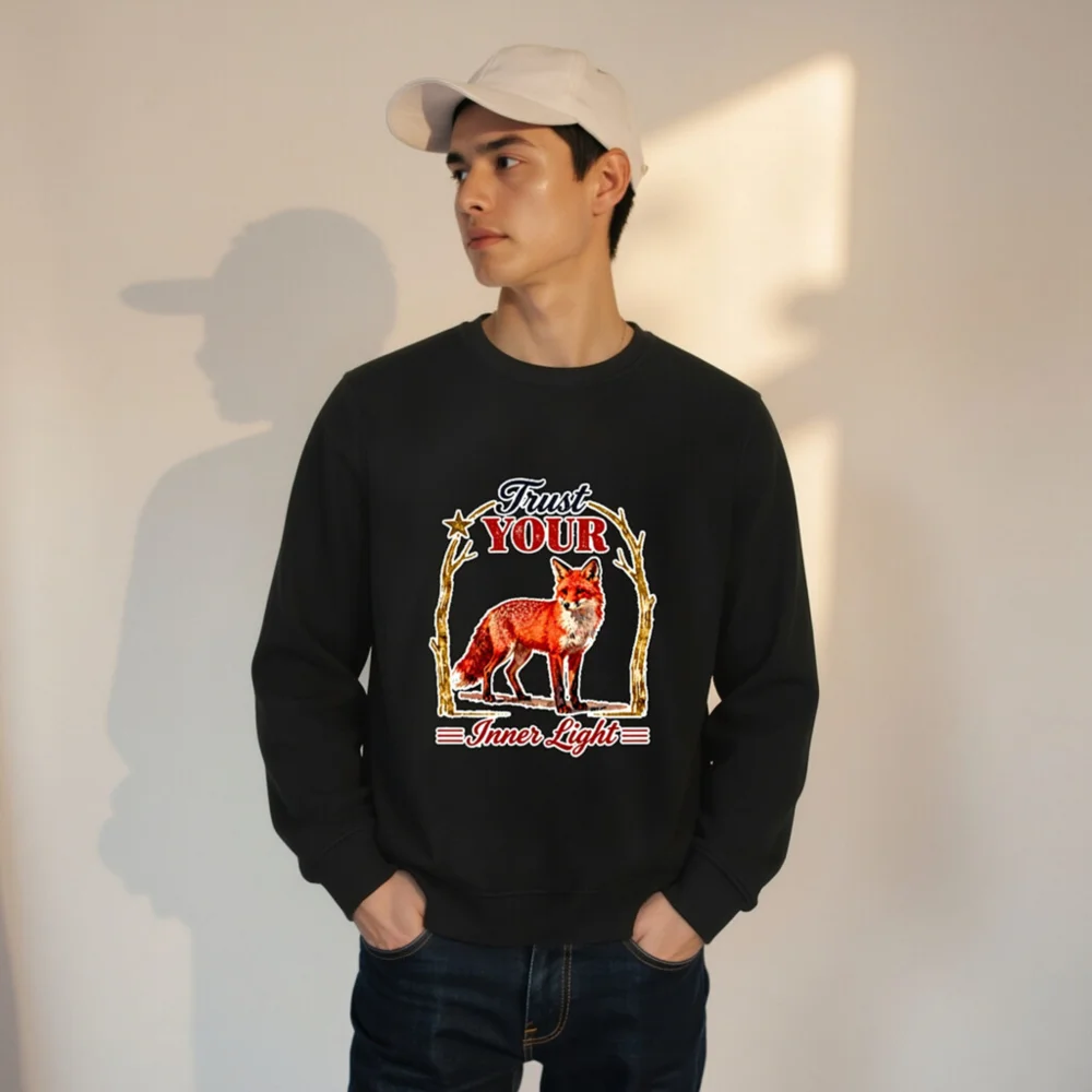 Organic Cotton Unisex Sweatshirt – Fox 'Trust Your Inner Light' Design - Image 9