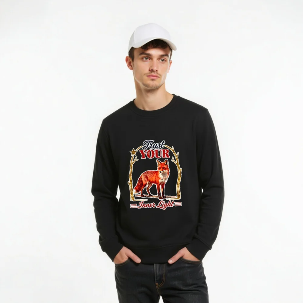 Organic Cotton Unisex Sweatshirt – Fox 'Trust Your Inner Light' Design - Image 10
