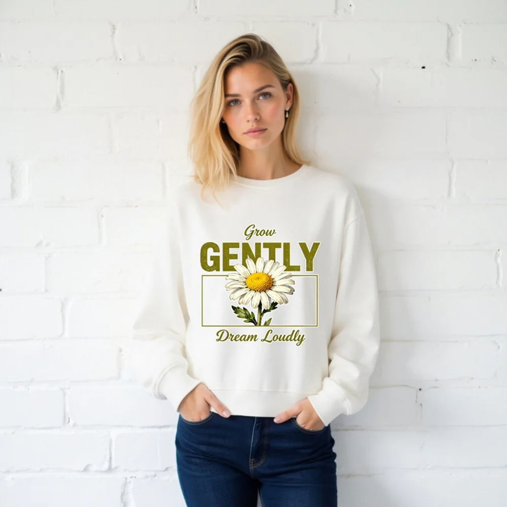 Organic Cotton Unisex Sweatshirt – Grow Gently Dream Loudly - Image 2
