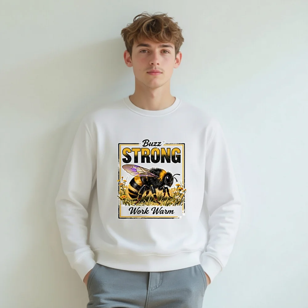 Buzz Strong Work Warm Unisex Organic Cotton Sweatshirt - Image 6
