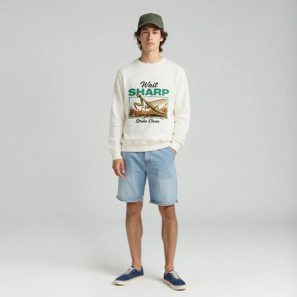 Organic Cotton Sweatshirt with Praying Mantis Graphic - Unisex - Image 3