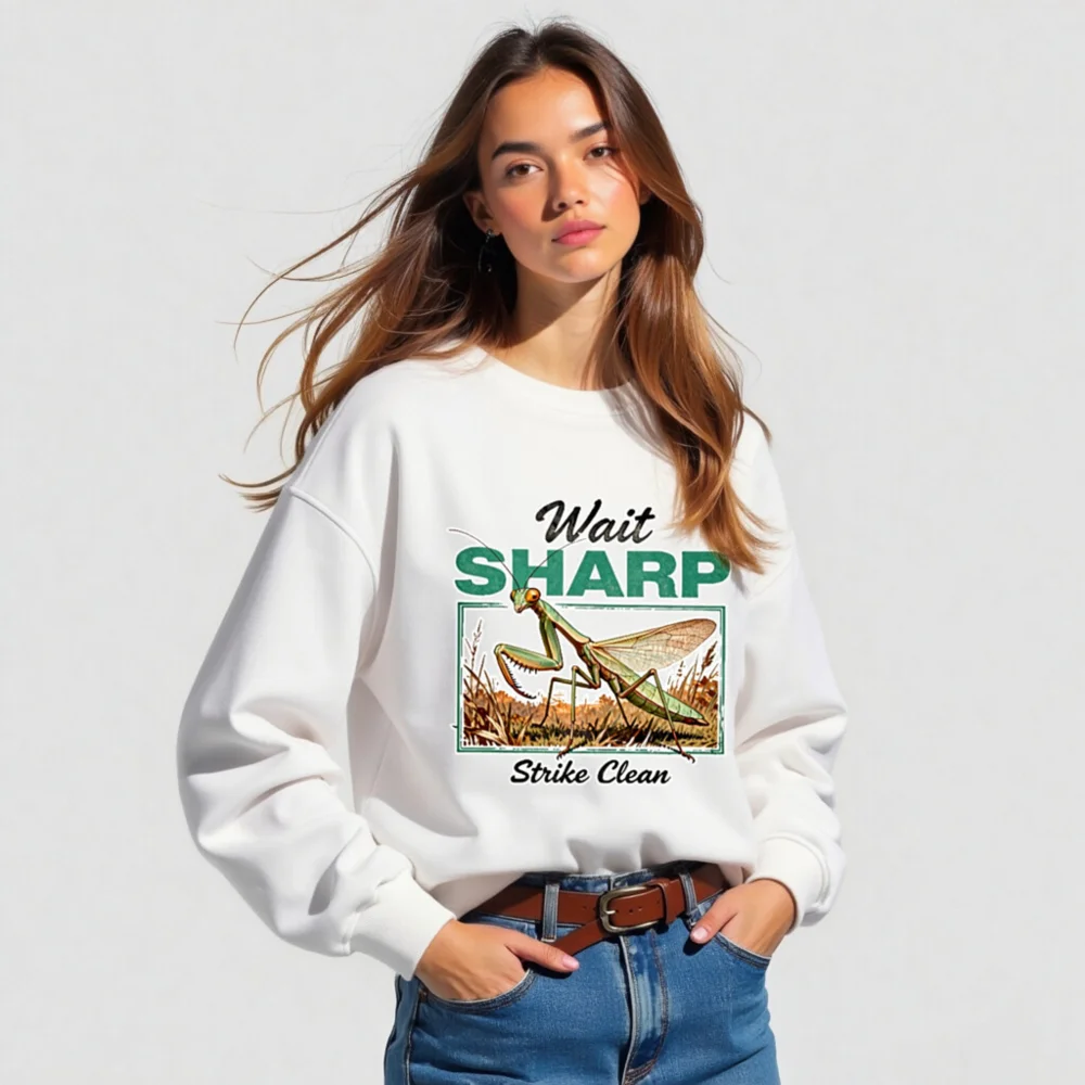 Organic Cotton Sweatshirt with Praying Mantis Graphic - Unisex - Image 4