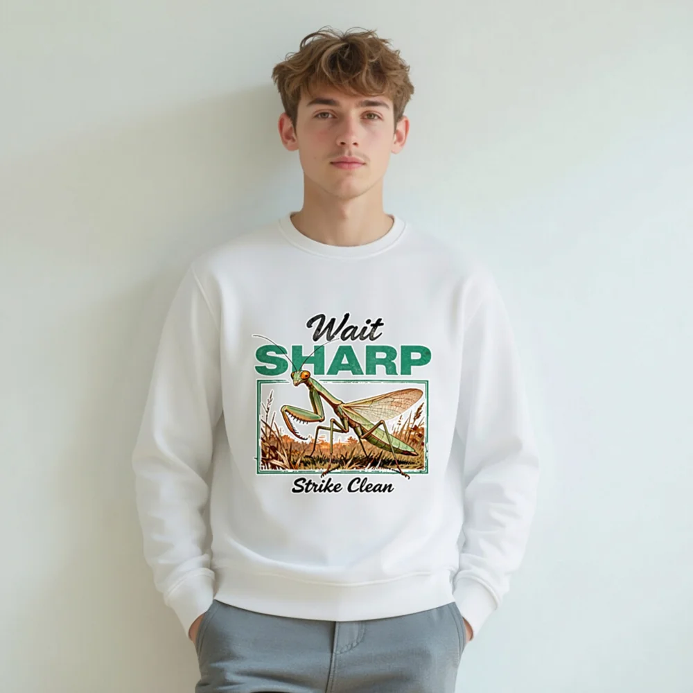 Organic Cotton Sweatshirt with Praying Mantis Graphic - Unisex - Image 6
