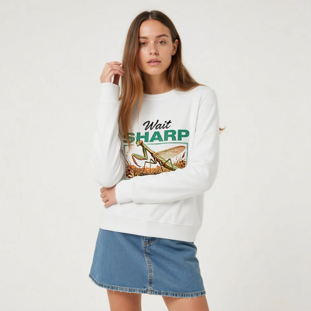 Organic Cotton Sweatshirt with Praying Mantis Graphic - Unisex - Image 7