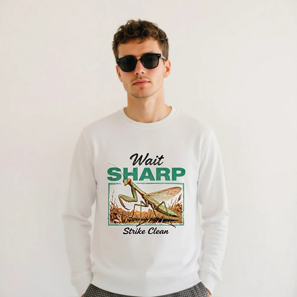 Organic Cotton Sweatshirt with Praying Mantis Graphic - Unisex - Image 9