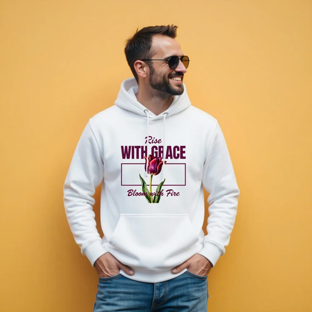 Unisex Premium Hoodie – Rise With Grace Bloom with Fire - Image 11