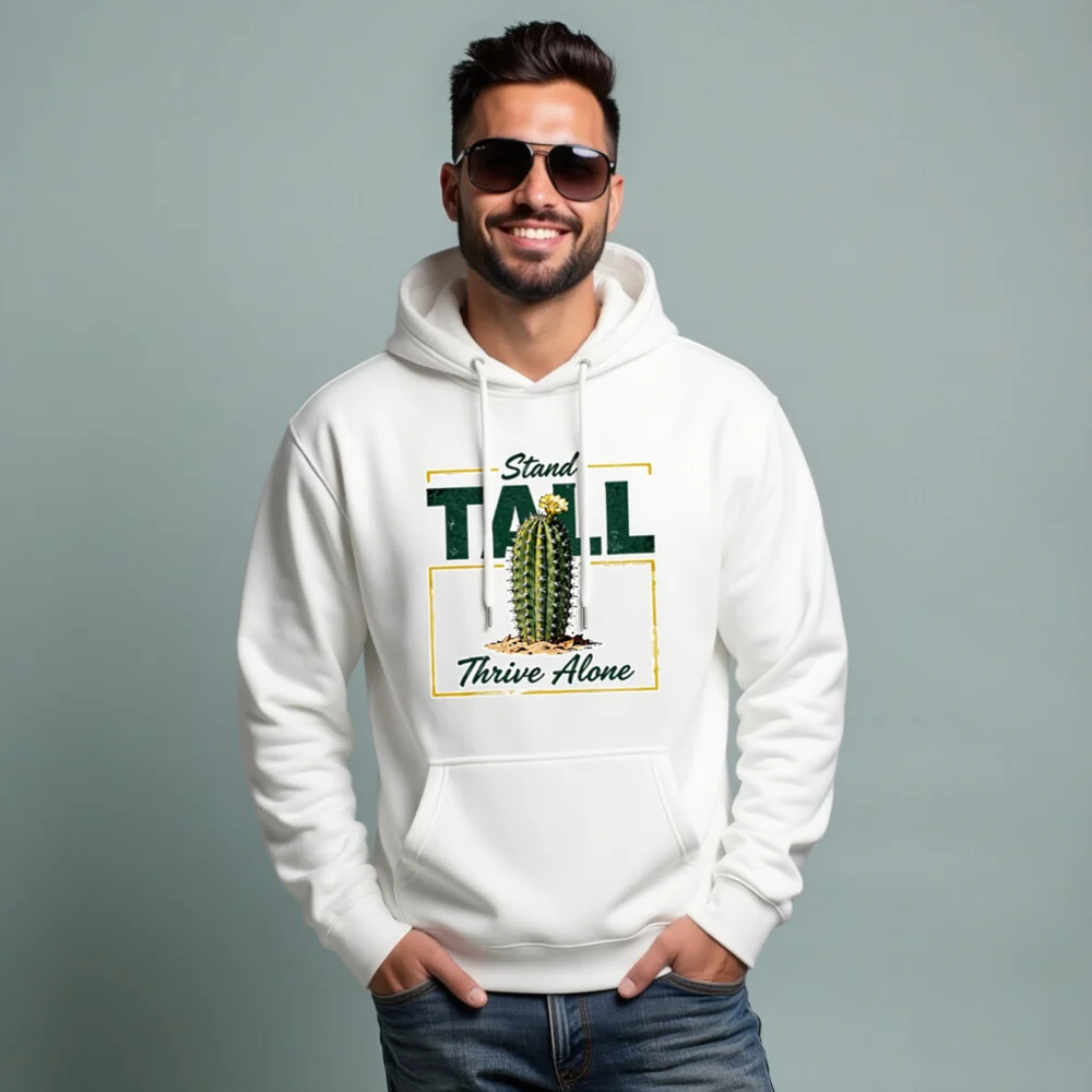 Stand Tall Thrive Alone Cactus Hoodie – Unisex Premium Pullover - Image 6