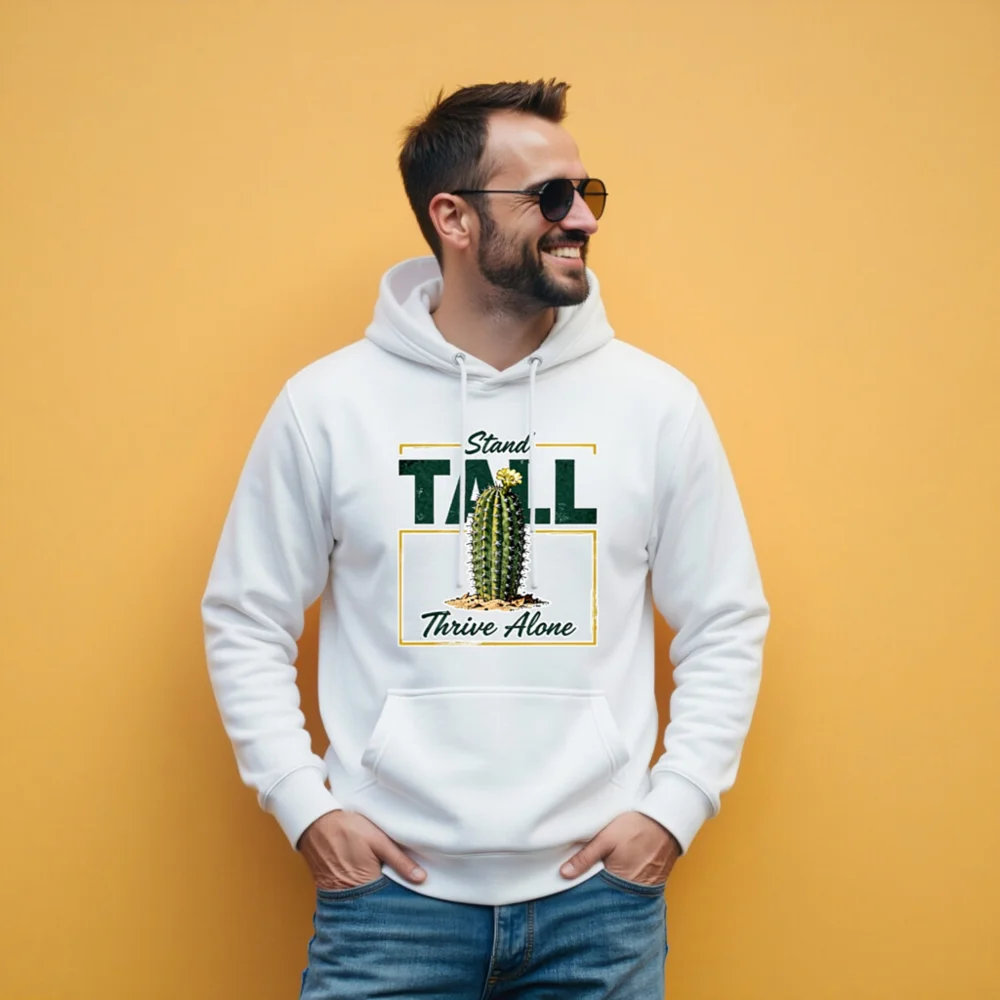 Stand Tall Thrive Alone Cactus Hoodie – Unisex Premium Pullover - Image 11