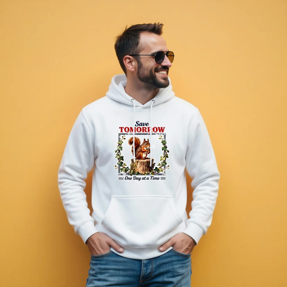 Save Tomorrow Squirrel Hoodie | Unisex Premium Pullover Hoodie - One Day at a Time - Image 11