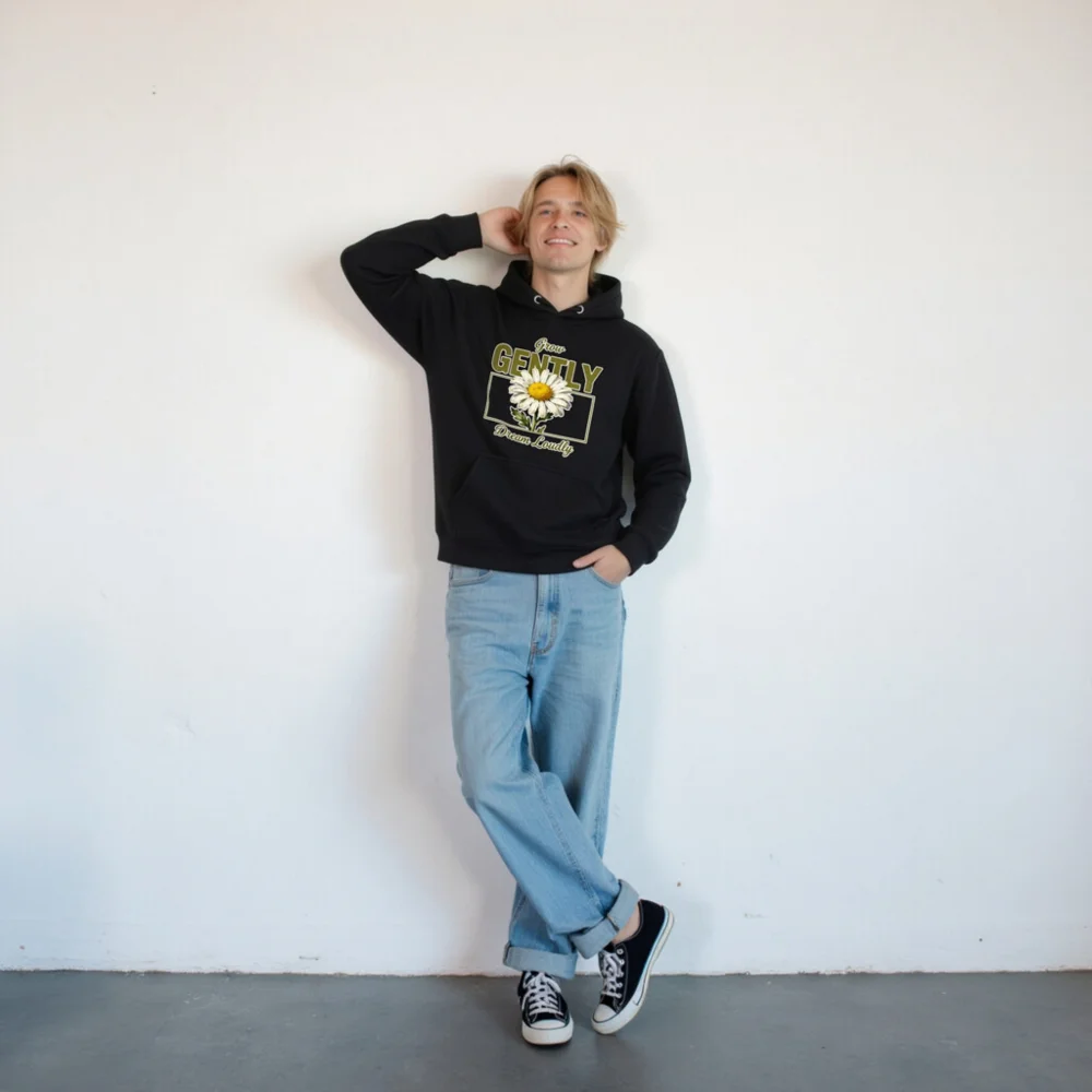 Unisex Premium Pullover Hoodie - Grow Gently Dream Loudly Daisy Design - Image 9