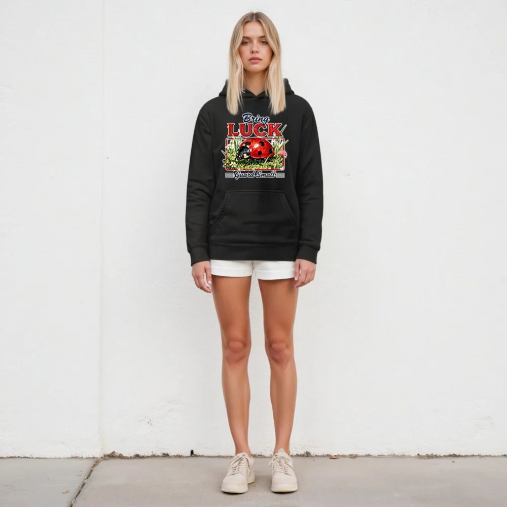 Unisex Premium Pullover Hoodie - Bring Luck Guard Small Ladybug Design - Image 4