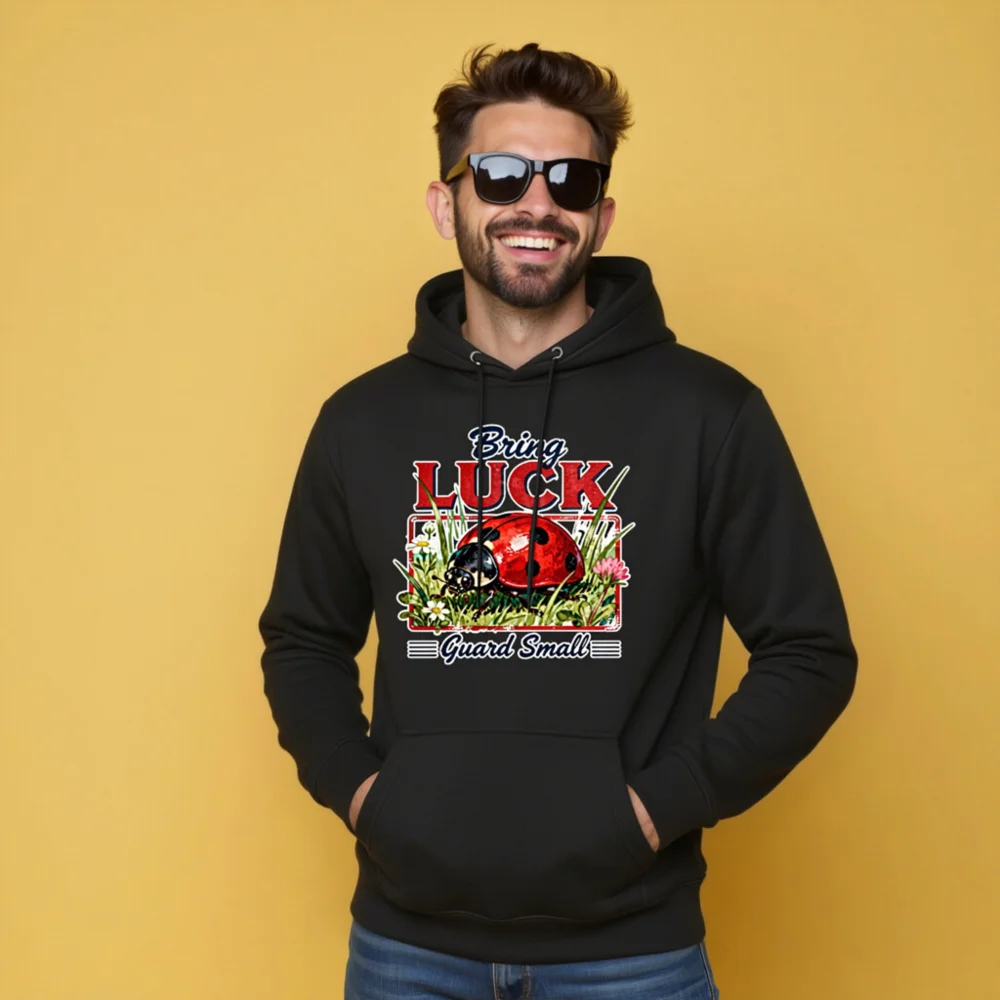 Unisex Premium Pullover Hoodie - Bring Luck Guard Small Ladybug Design - Image 8