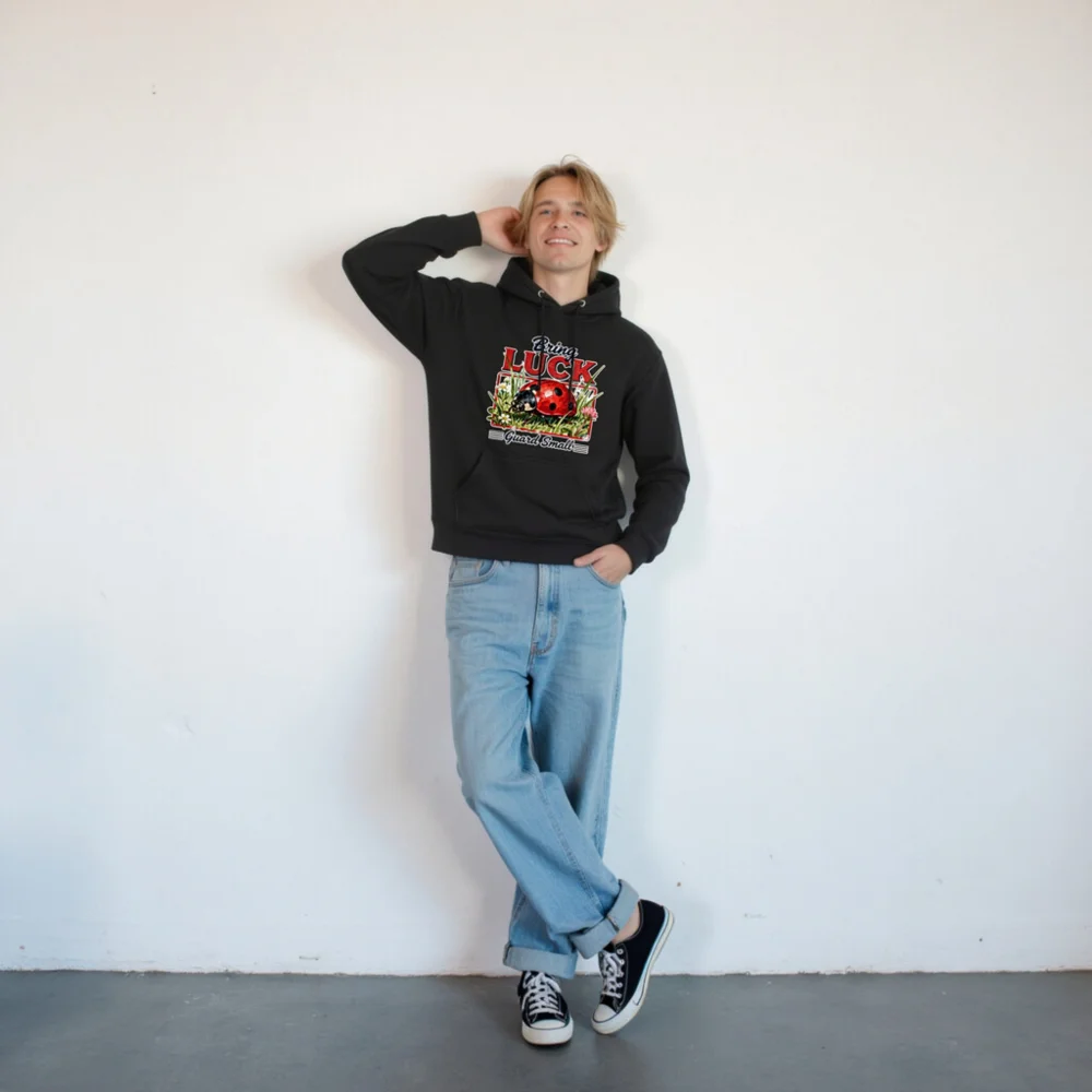 Unisex Premium Pullover Hoodie - Bring Luck Guard Small Ladybug Design - Image 9