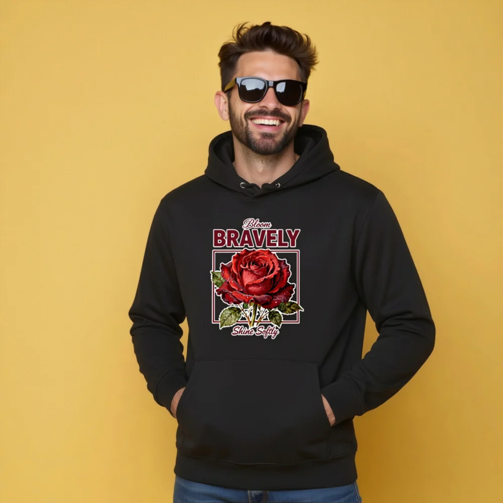 Brave Rose Unisex Eco Hoodie – Soft Organic Cotton Pullover - Image 9
