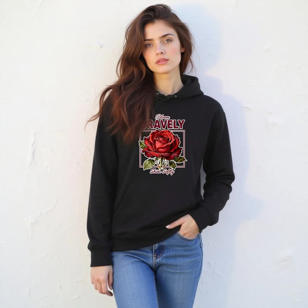 Brave Rose Unisex Eco Hoodie – Soft Organic Cotton Pullover - Image 10