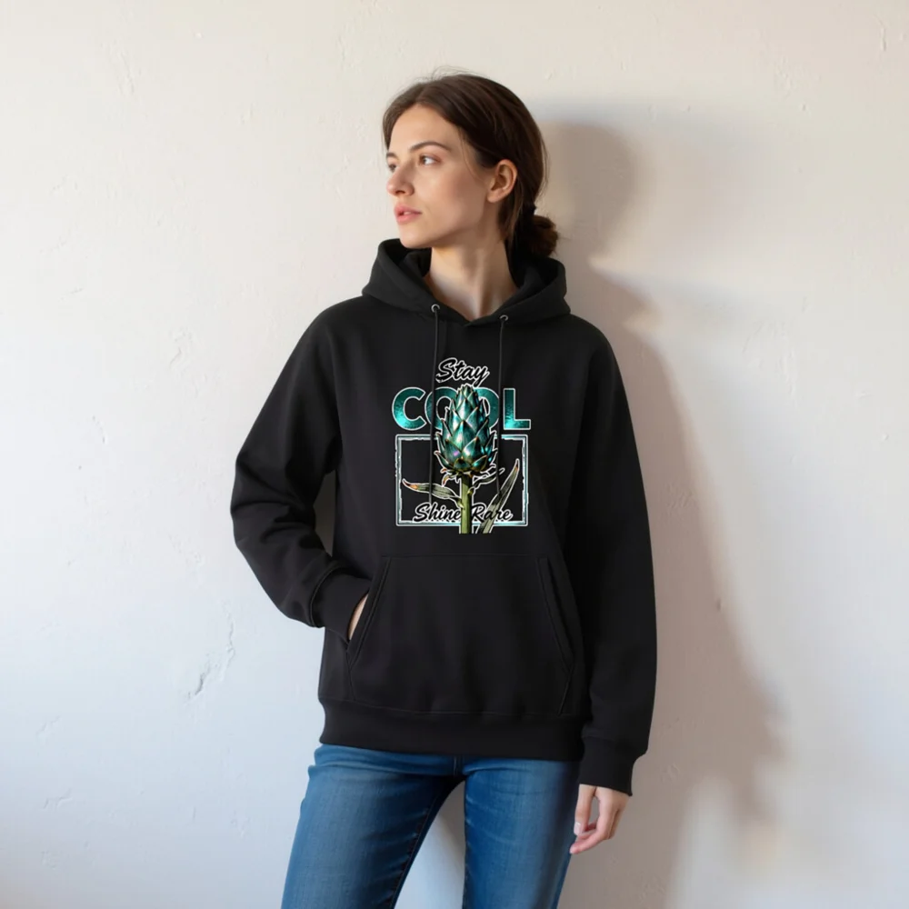 Unisex Eco Hoodie – Stay Cool Shine Rare Artichoke Design - Image 5