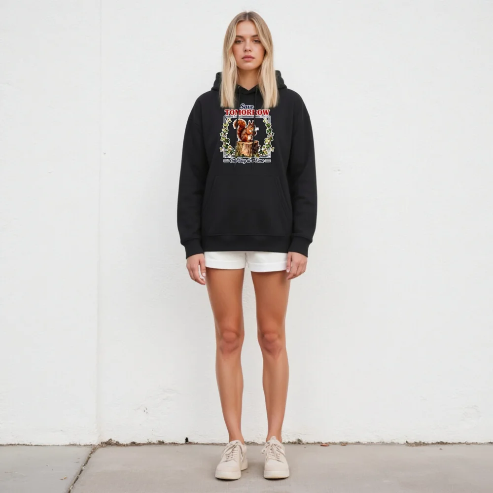 Eco Hoodie - Save Tomorrow, One Day at a Time | Unisex Essential Eco-Friendly Sweatshirt - Image 4