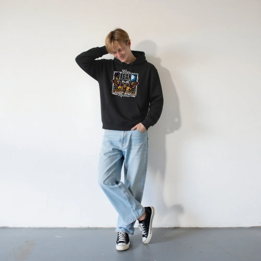 Face Fear Fly Free Hoodie – Unisex Eco-Friendly Pullover - Image 6