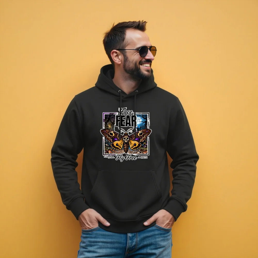 Face Fear Fly Free Hoodie – Unisex Eco-Friendly Pullover - Image 11